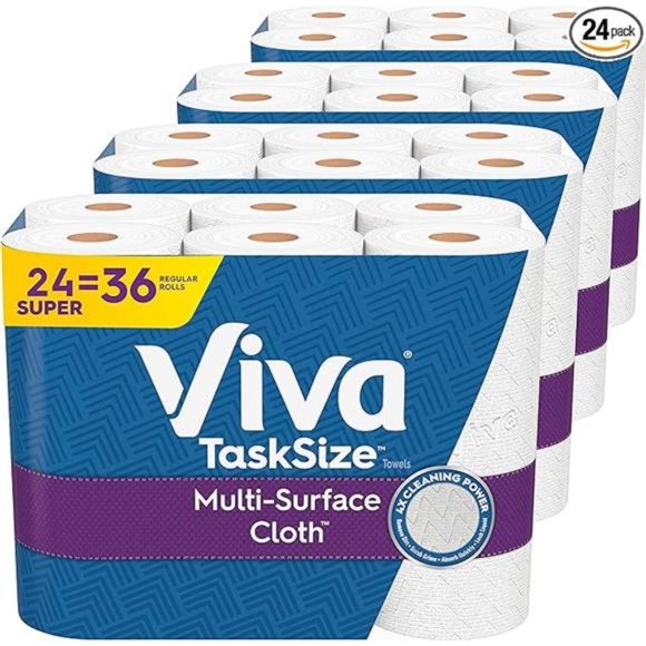 Multi-Surface Cloth Paper Towels, Task Size - 24 Super Rolls (4 Packs of 6) - Picture 1 of 7